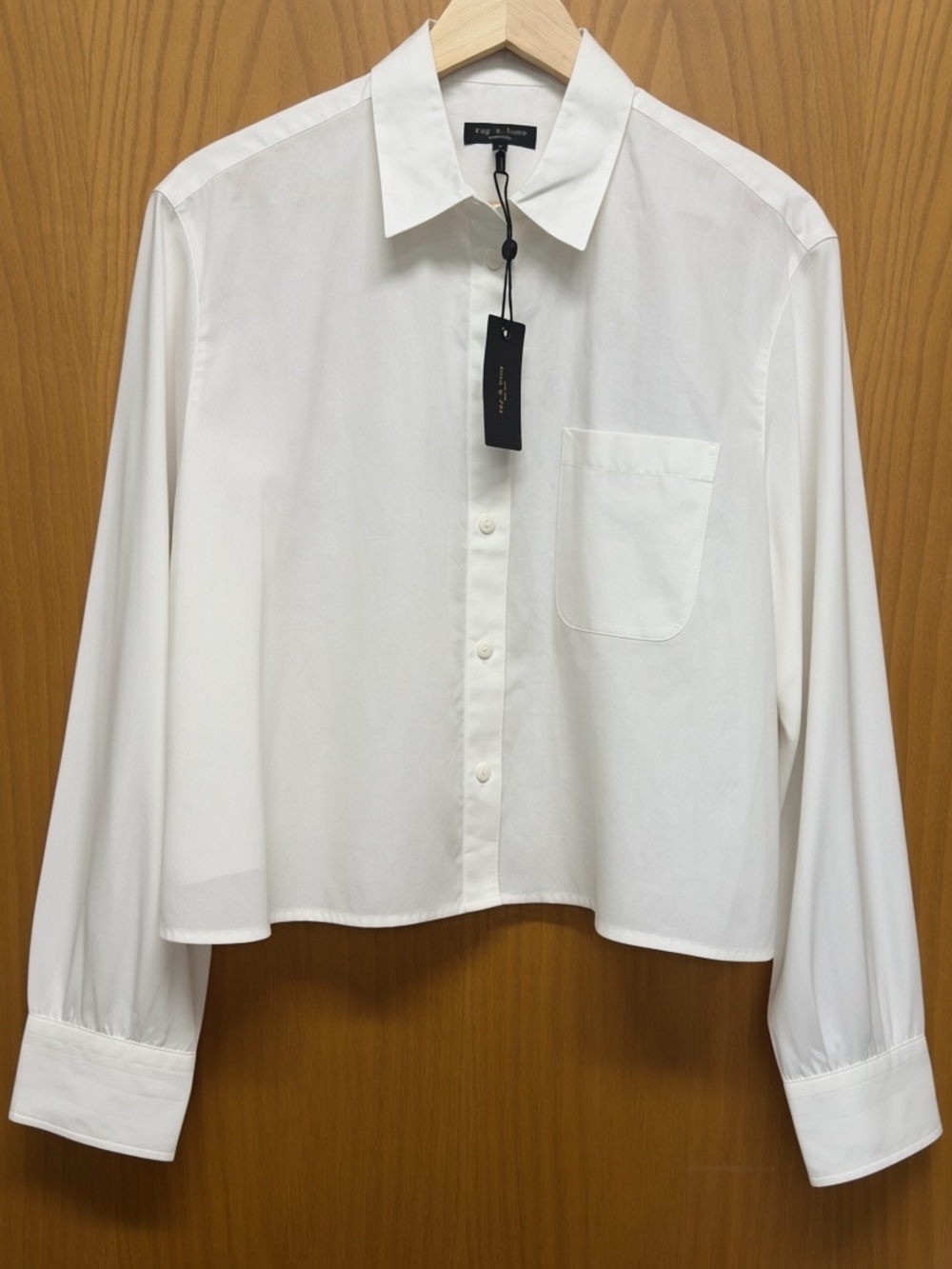 rag & bone White Cropped Button-Down Shirt Size L NWT